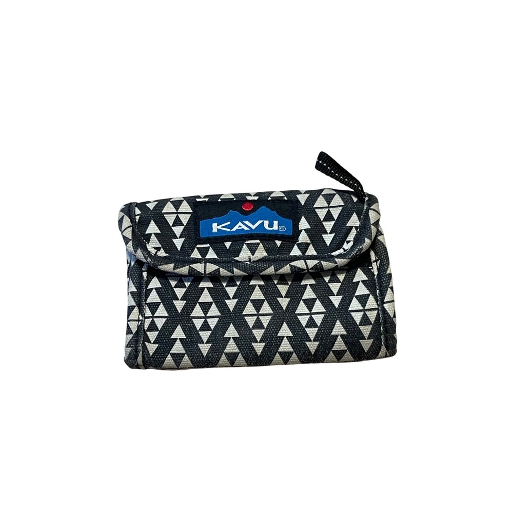KAVU Wally Wallet Folding Static Hook‎ Loop Unisex Black White Geometric Canvas